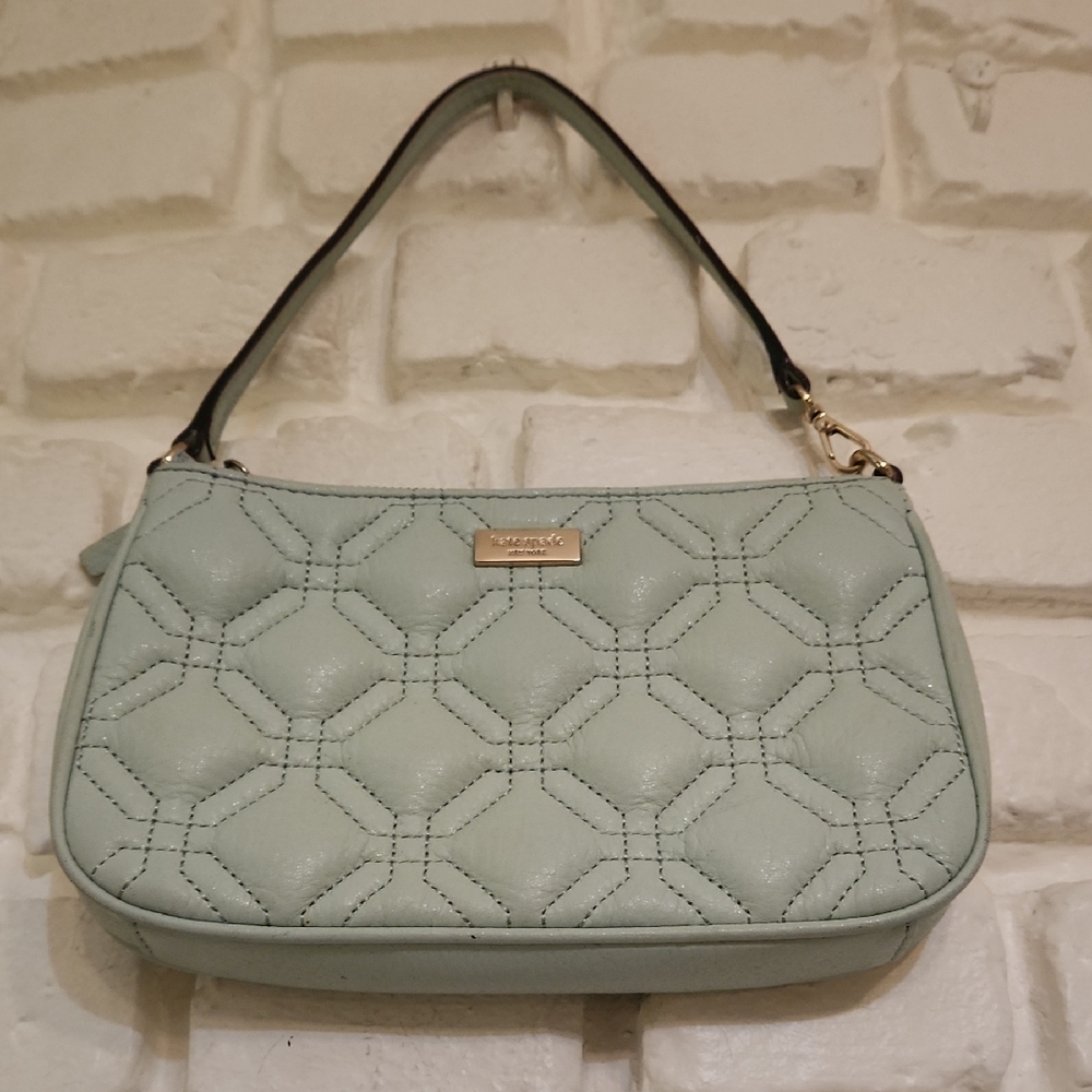 Kate Spade Light Mint Quilted Leather Convertible Clutch